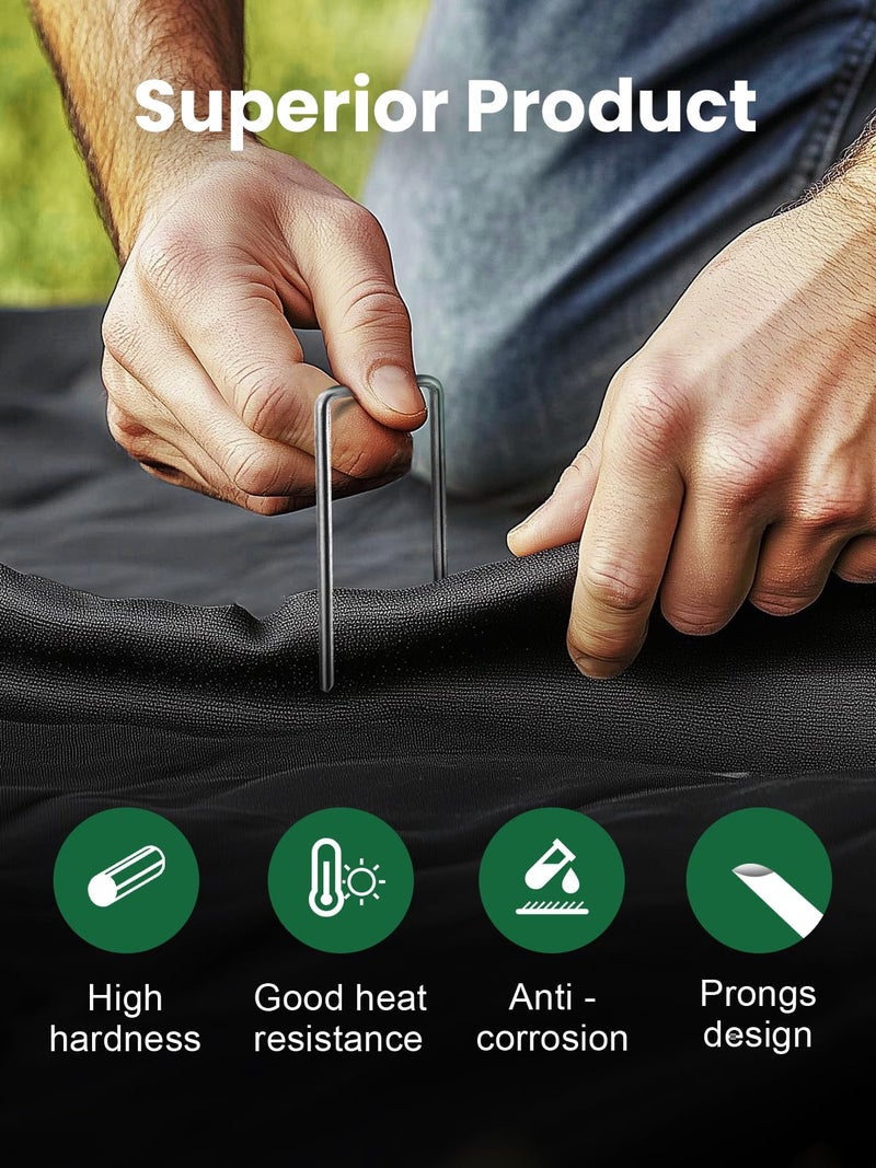 GROWNEER 50 Packs 12 Inches Landscape Staples Heavy Duty 11 Gauge Galvanized Steel Garden Stakes Securing Pegs for Securing Weed Fabric Landscape Fabric Netting Ground Sheets and Fleece - Image 3